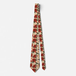 Rose Print Groomsman Graduation Neck Tie