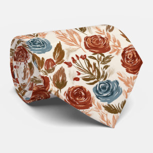 Rose Print Groomsmen Garden Wedding Neck Tie