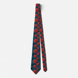 Rose Print Groomsmen Professional Neck Tie