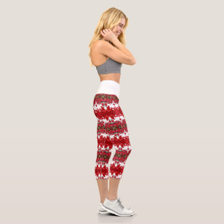 Rose Print Leggins Capri Leggings