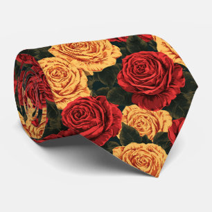 Rose Print Menswear Business Suit Neck Tie