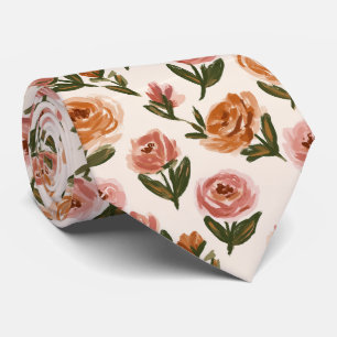 Rose Print Menswear Minimalist Wedding Neck Tie