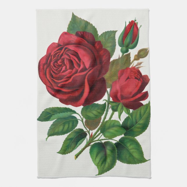 Rose Print Rochester Lithographing and Printing Co Kitchen Towel (Vertical)