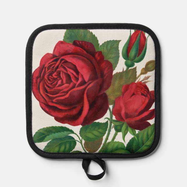 Rose Print Rochester Lithographing and Printing Co Pot Holder (Front)