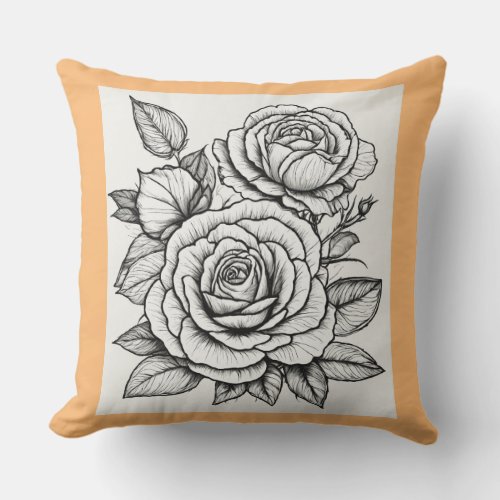 Rose print Throw Pillow