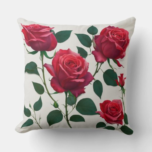 Rose printed Throw Pillow