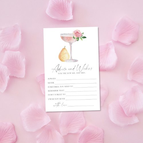 Rose Prosecco _ advice and wishes bridal shower Stationery