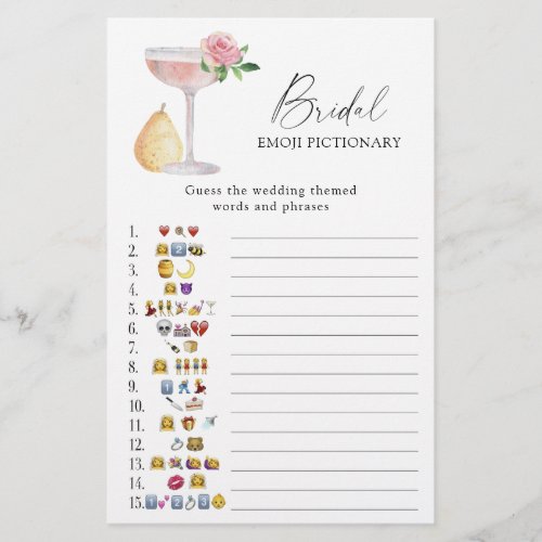 Rose Prosecco bridal shower emoji pictionary game