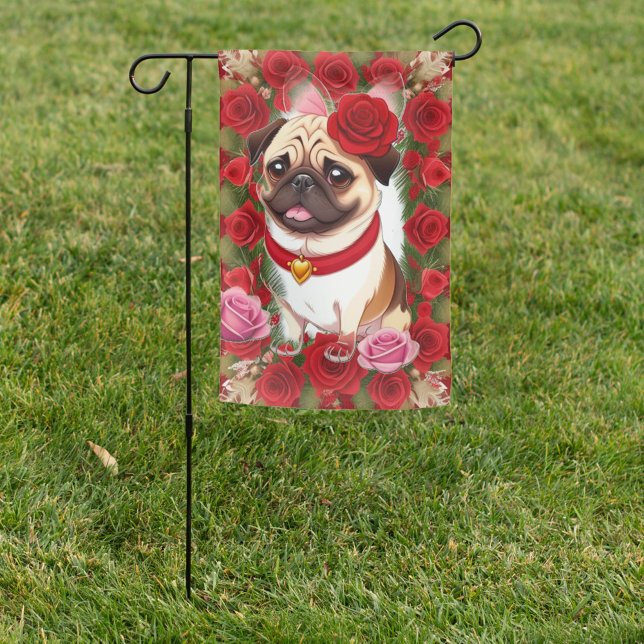 Rose Pug  Garden Flag (Rose Pug Garden Flag!)