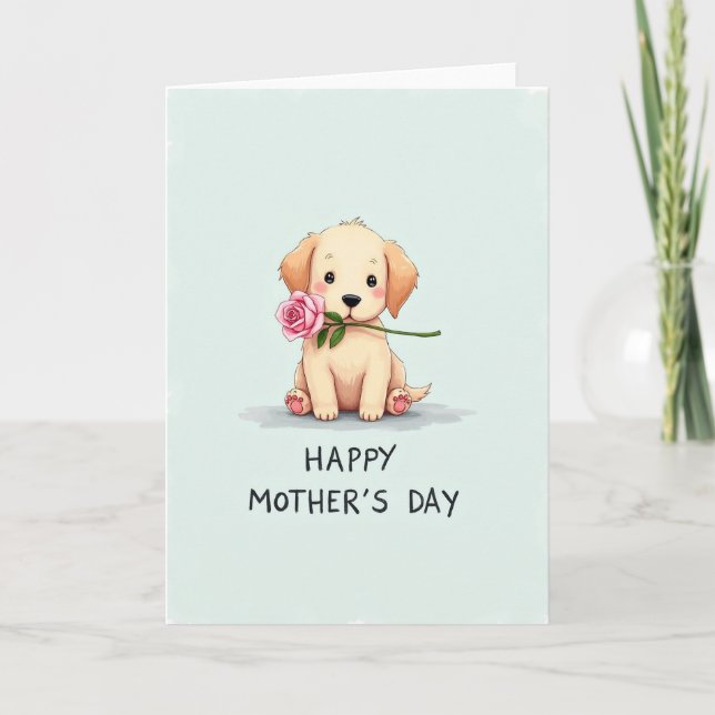 Rose Pup Sweet Mothers Day Card (Front)