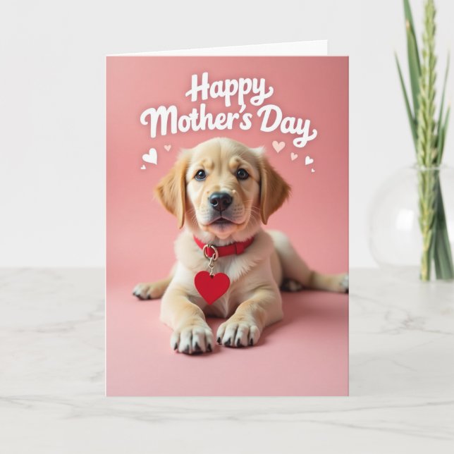 Rose Puppy Mothers Day Card (Front)
