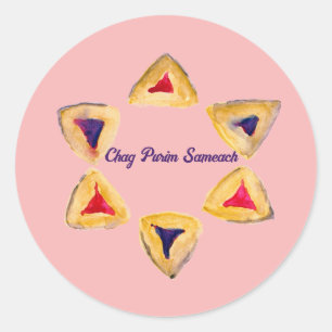 Rosé Purim Hamantaschen Classic Round Sticker