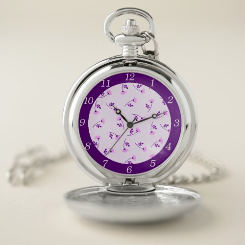 Rose purple frame pocket watch