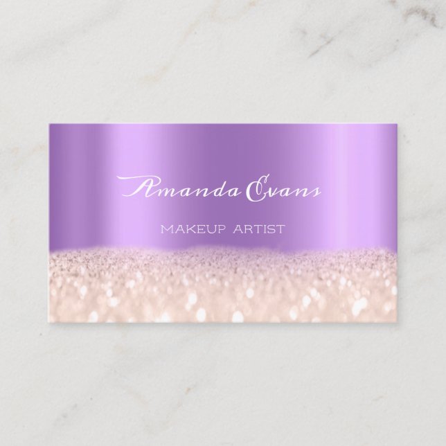 Rose Purple Glitter Makeup Artist Event Planner Appointment Card (Front)