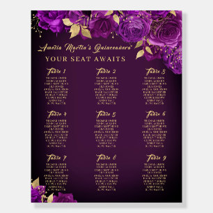 Rose Purple Swirl Gold Seating Chart Foam Boards