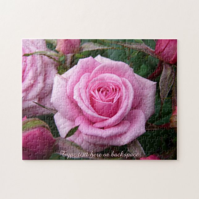 Rose Puzzle Personalized Pink Roses Puzzles (Horizontal)