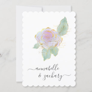 *~* ROSE QR SIMPLE RSVP Gold AR12 Wedding Invitati Invitation