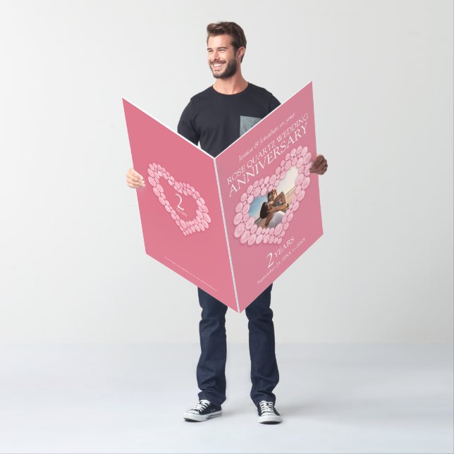Rose Quartz 2nd wedding anniversary photo heart Card (In Situ)