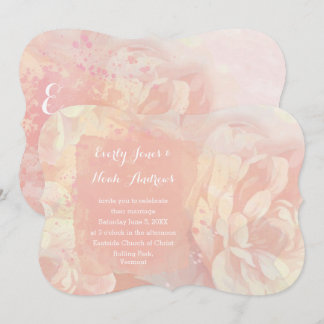Rose Quartz and Coral Watercolor Wedding Invitation