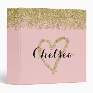 Rose Quartz And Gold Glitter Cascade Binder