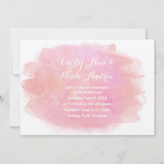 Rose Quartz and Lavender Watercolor Wedding Invitation