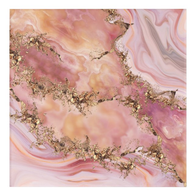 Rose quartz and pastel pink marble acrylic print (Front)