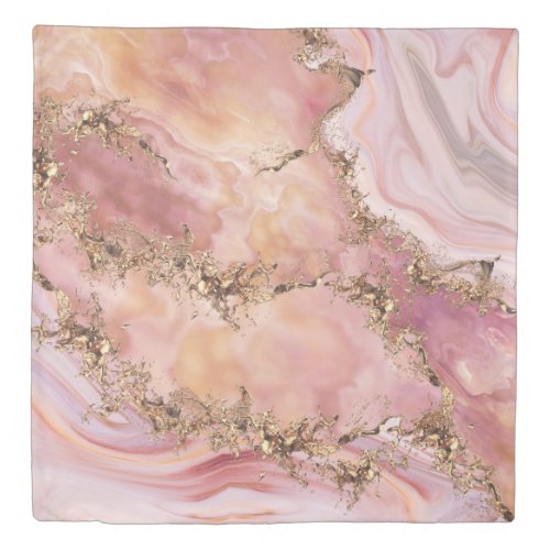 Rose quartz and pastel pink marble duvet cover