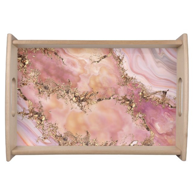 Rose quartz and pastel pink marble serving tray (Front)