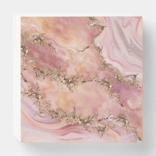 Rose quartz and pastel pink marble wooden box sign