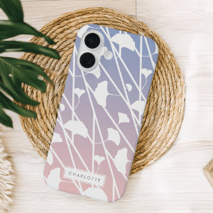 Rose Quartz and Serenity Ginkgo Leaves Pattern iPhone 16 Case