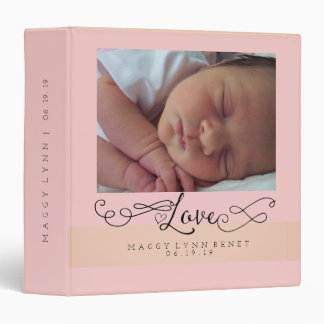 Rose Quartz Baby Love Calligraphy Binder