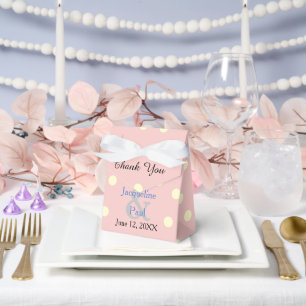 Rose Quartz Blue Cream Polka Dots Wedding Favor Boxes