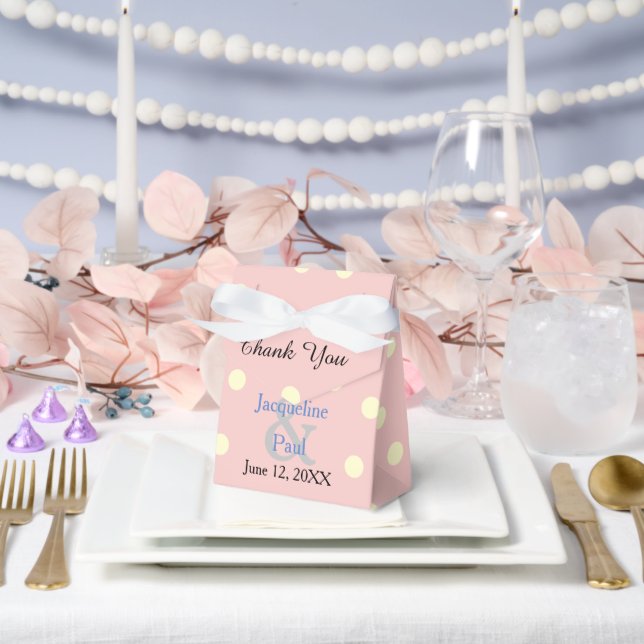 Rose Quartz Blue Cream Polka Dots Wedding Favor Boxes (Wedding)