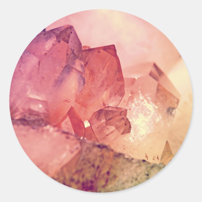 rose quartz classic round sticker (Front)
