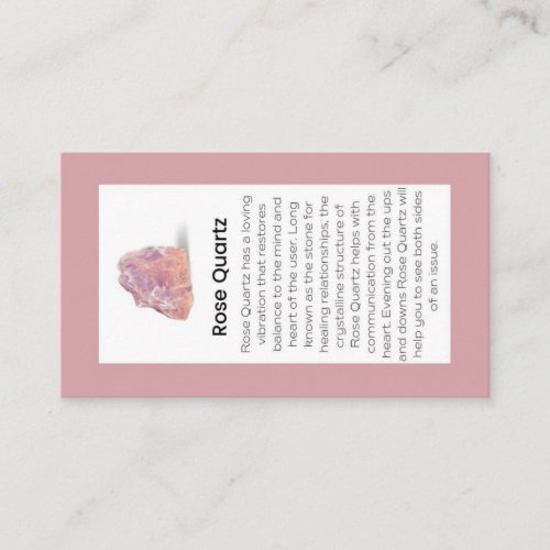 Rose Quartz Crystal Meaning Jewelry Display Card