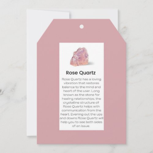 Rose Quartz Crystal Meaning Jewelry Display Card