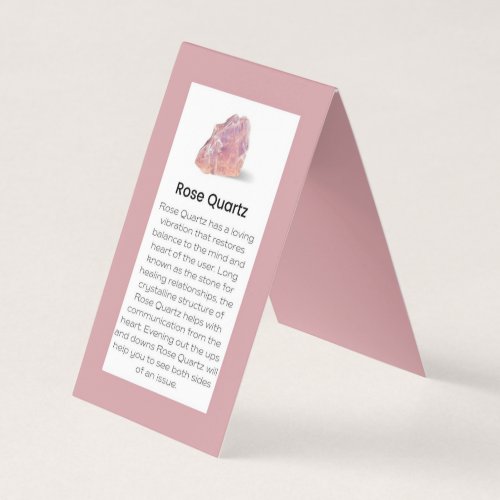 Rose Quartz Crystal Meaning Jewelry Display Card
