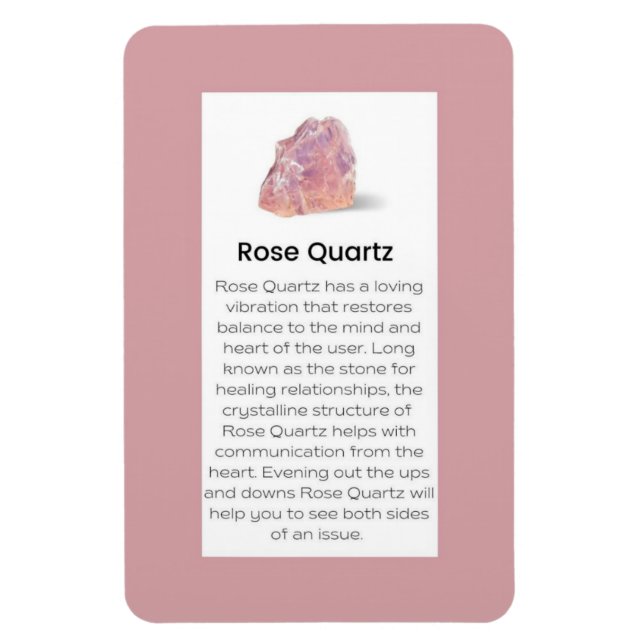 Rose Quartz Crystal Meaning Jewelry Display Sign Magnet (Vertical)