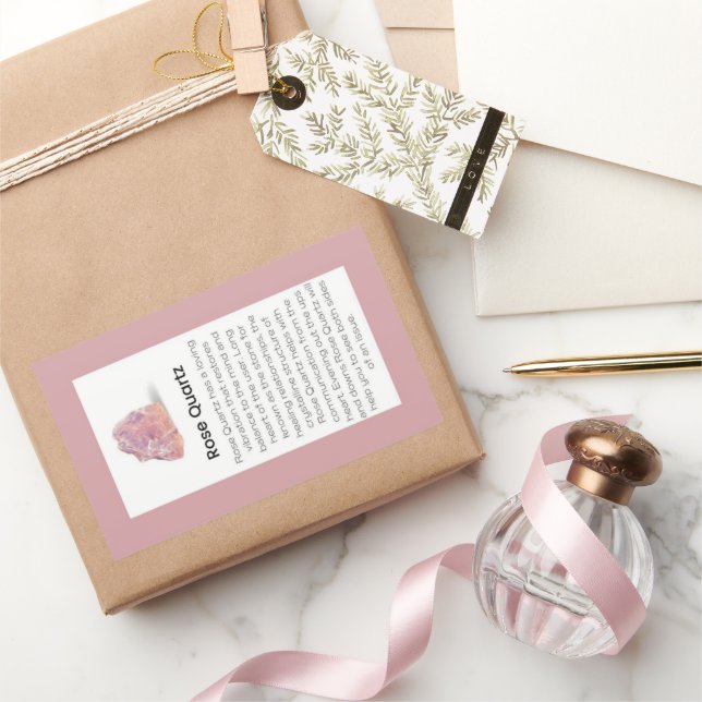 Rose Quartz Crystal Meaning Jewelry Package Label (Gifting)