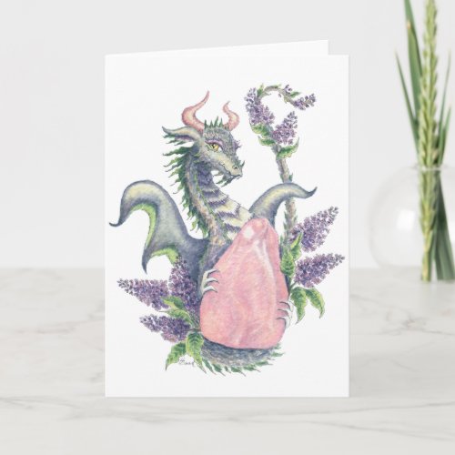 Rose Quartz Dragon _ Greeting Card