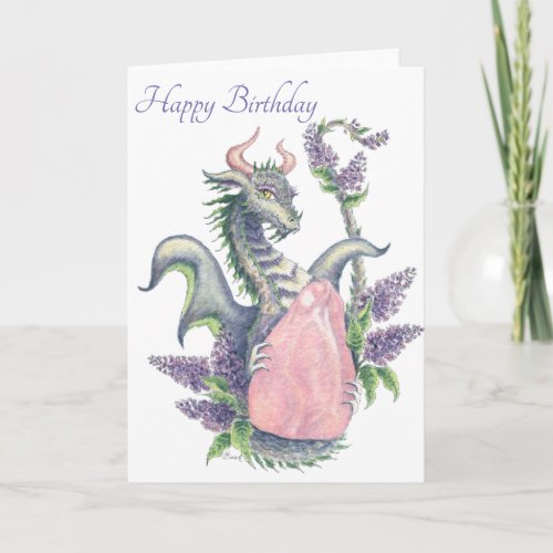 Rose Quartz Dragon Taurus _ Birthday Card