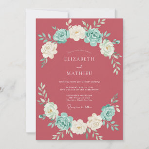 Rose Quartz Floral Blossom Wedding Invitation