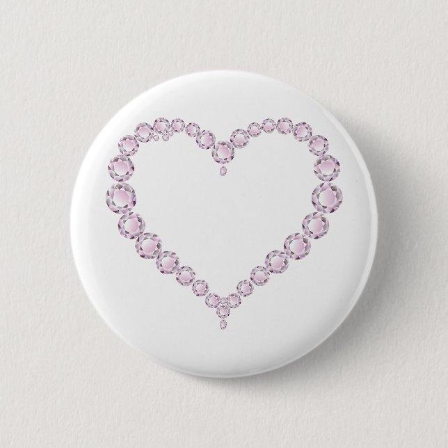 Rose Quartz Gem Heart Button (Front)