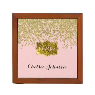 Girly Gold Desk Organizers Zazzle