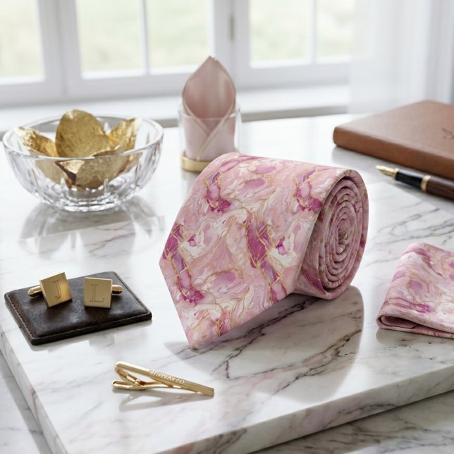 Rose Quartz & Gold Marble Neck Tie (Creator Uploaded)