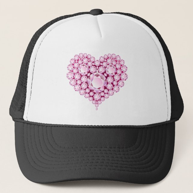 Rose Quartz Heart Gems Trucker Hat (Front)