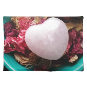 Rose Quartz Heart in a Bed of Rose Petals Placemat