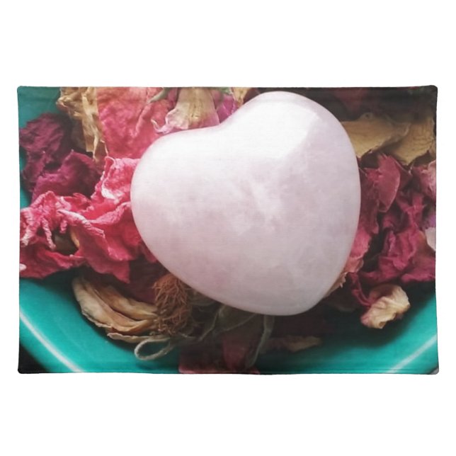 Rose Quartz Heart in a Bed of Rose Petals Placemat (Front)