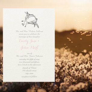 Rose Quartz Hummingbird Kiss Wedding Invitation