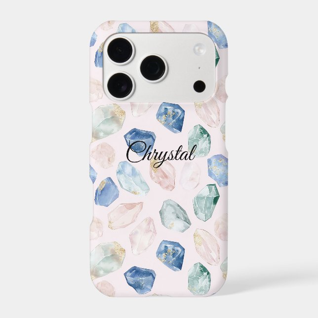 Rose Quartz Lapis Lazuli Crystals iPhone Case (Back)